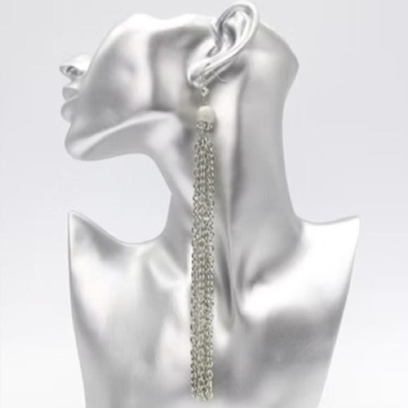 Glamorous Silver Waterfall Earrings - Picture 1 of 1